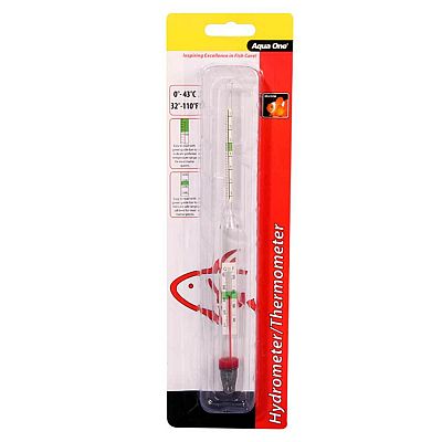 Aqua One Glass Hydrometer Thermometer 10308