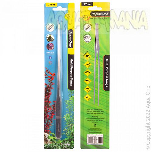 Aqua One Multi Purpose / Feeding Tongs Straight 25cm Stainless Steel 23200