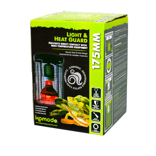 KOMODO REPTILE HEAT GUARD CERAMIC & BASKING LIGHT BULB SAFETY CAGE FOR VIVARIUM